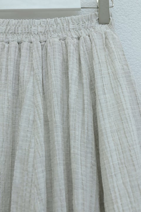 Beli Lastikli Astarlı Uzun Gofre Etek -Taş-Etek-440-3026-R43