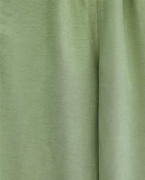 Beli Lastikli Bağcık Detaylı Cepli Bol Paça Tensel Pantolon -Çağla Y.-Pantolon-307-2382-R70