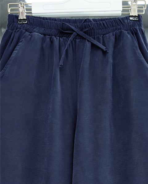 Beli Lastikli Bağcık Detaylı Cepli Bol Paça Tensel Pantolon -Laci-Pantolon-307-2382-R03