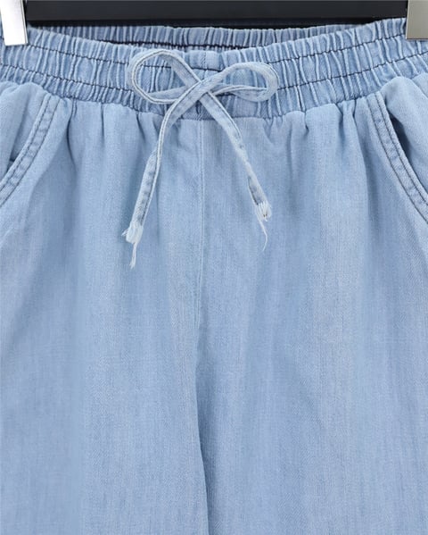 Beli Lastikli Cepli Bol Paça Kot Pantolon       -Bebe Mavi-Pantolon-136-0840-R32