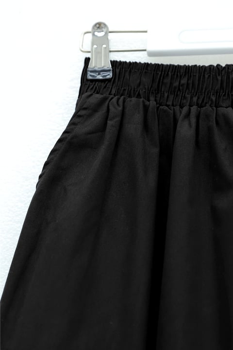Beli Lastikli Cepli Dikiş Detaylı Etek -Siyah-Etek-346-5020-R01