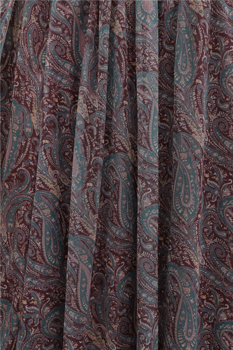 Beli Lastikli Kemerli Astarlı Desenli Tül Etek -Bordo-Etek-253-13175-R04