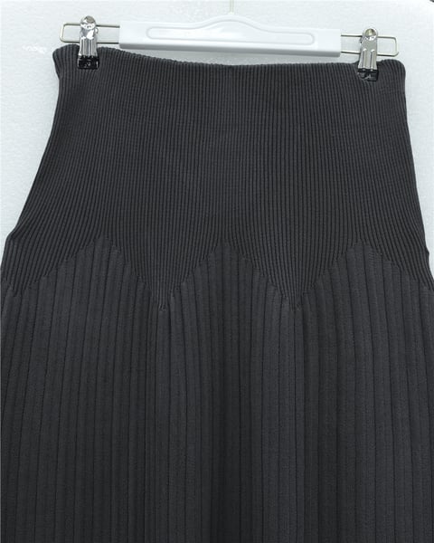 Beli Lastikli Pliseli Triko Etek -Antrasit-Etek-307-4001-R64