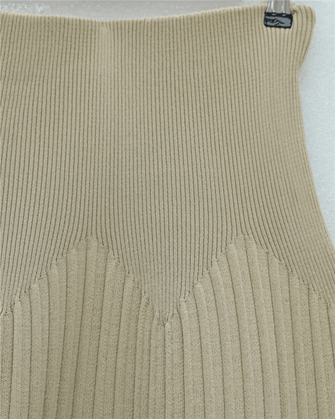 Beli Lastikli Pliseli Triko Etek -Krem-Etek-307-4001-R28
