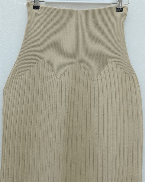 Beli Lastikli Pliseli Triko Etek -Krem-Etek-307-4001-R28