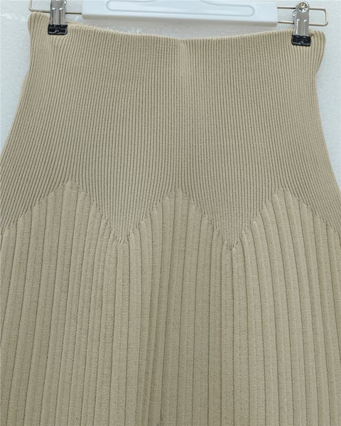 Beli Lastikli Pliseli Triko Etek -Krem-Etek-307-4001-R28