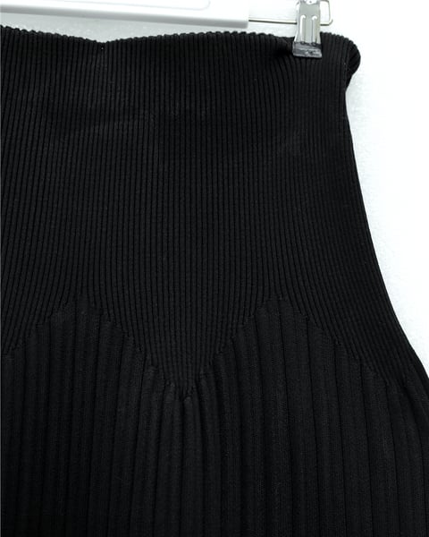 Beli Lastikli Pliseli Triko Etek -Siyah-Etek-307-4001-R01
