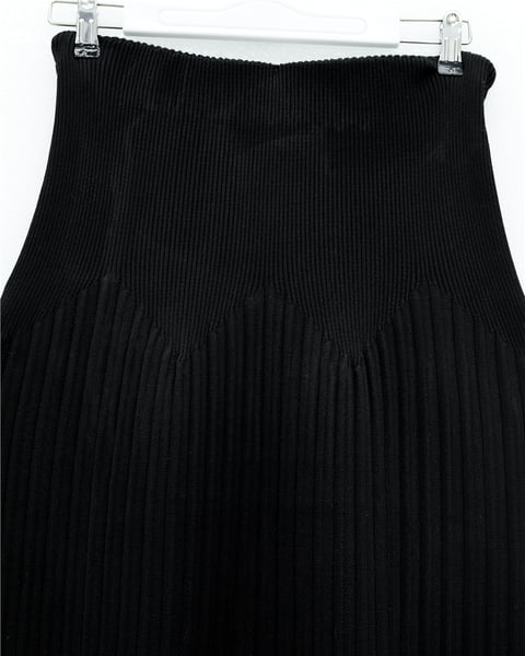 Beli Lastikli Pliseli Triko Etek -Siyah-Etek-307-4001-R01