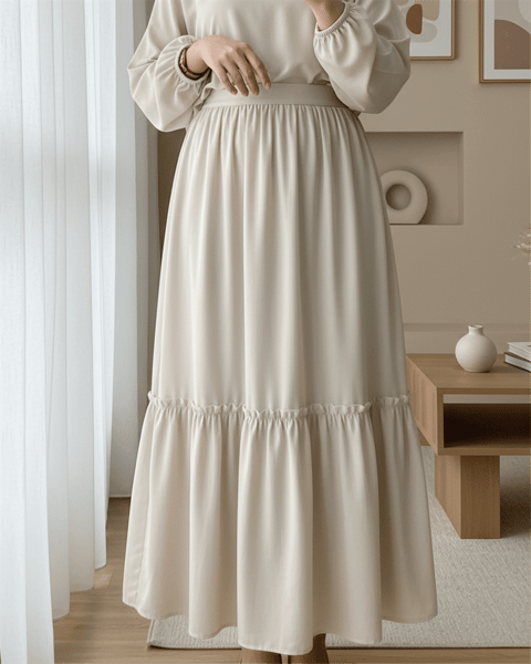 Beli Lastikli Poplin Etek -Bej-Etek-346-3064-R56