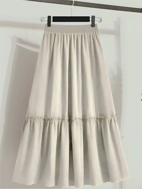 Beli Lastikli Poplin Etek -Bej-Etek-346-3064-R56