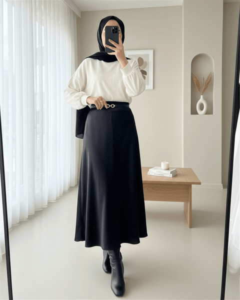 Beli Lastikli Saten Etek -Siyah-Etek-307-0031-R01