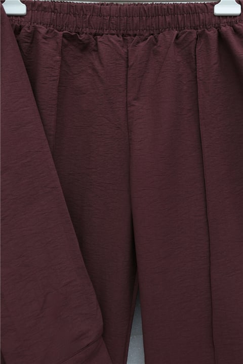 Beli Tokalı Fiyonk Detaylı Pantolonlu Cupra Takım  -Bordo-Takım-426-3152-R04