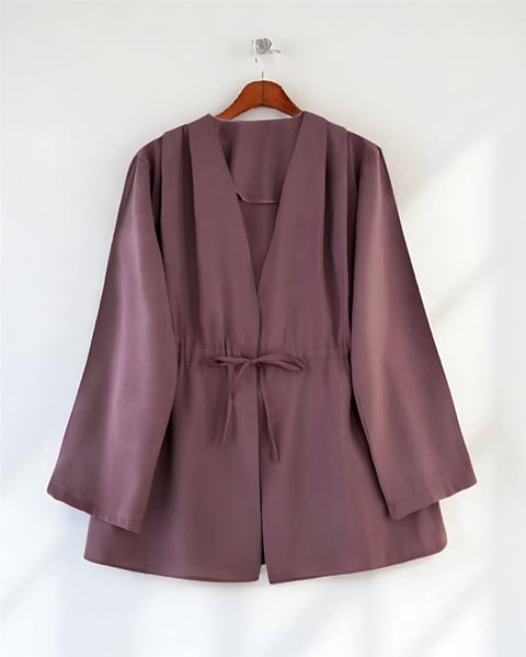 Beli Tünel Bağcıklı Modal Kimono  -Vişne-Kimono&Kaftan-223-3060-R44