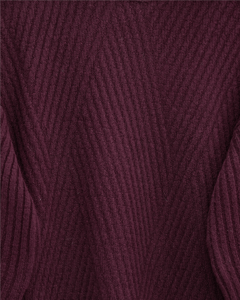 Bisiklet Yaka Baklava Desen Triko Kazak           -Bordo-Kazak-109-0023-R04