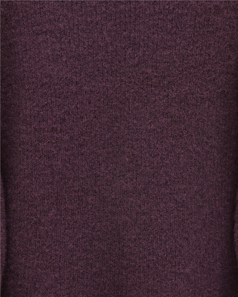 Bisiklet Yaka Beli Oturtmalı Yumoş Triko Elbise  -Mürdüm-Elbise-109-0959-R09