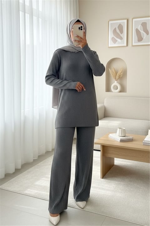 Bisiklet Yaka Kaşkorse Takım -Gri-Takım-136-5501-R11