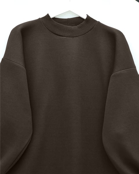 Sweatshirt-Boğazlı Üç İplik Polar    -K. Kahve-104-2915-R54