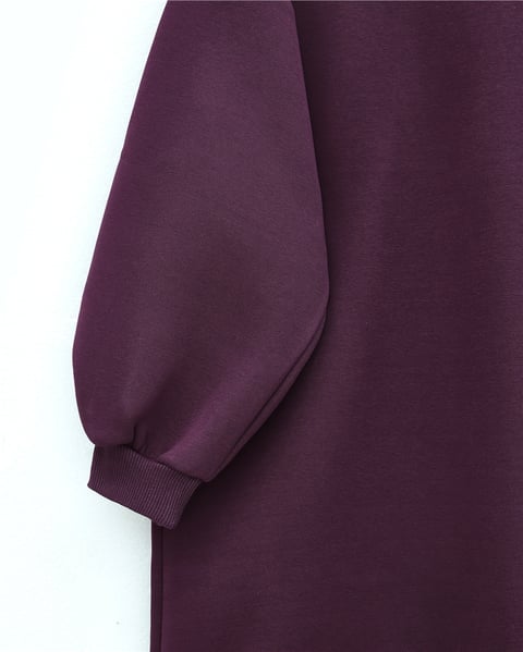 Boğazlı Üç İplik Polar    -Mürdüm-Sweatshirt-104-2915-R09