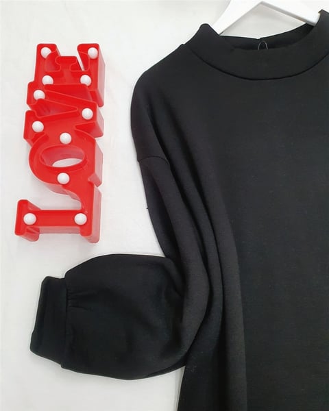 Boğazlı Üç İplik Polar -Siyah-Sweatshirt-104-2915-R01
