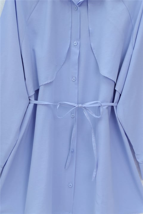 Bolero Detaylı Bağcıklı Poplin Tunik -Bebe Mavi-Tunik-120-1638-R32