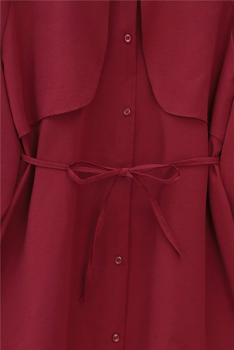 Bolero Detaylı Bağcıklı Poplin Tunik -Bordo-Tunik-120-1638-R04