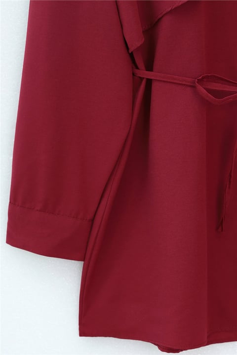 Bolero Detaylı Bağcıklı Poplin Tunik -Bordo-Tunik-120-1638-R04
