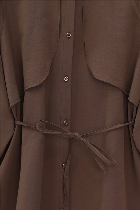 Bolero Detaylı Bağcıklı Poplin Tunik -Kahve-Tunik-120-1638-R15