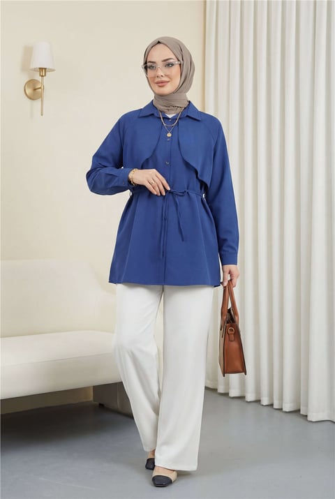 Bolero Detaylı Bağcıklı Poplin Tunik -Laci-Tunik-120-1638-R03