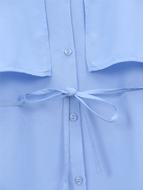 Bolero Detaylı Beli Bağlamalı Yırtmaçlı Gömlek  -Bebe Mavi-Gömlek-102-1001-R32