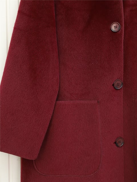 Boydan Düğmeli Cepli Kaban  -Bordo-Kaban-111-50686-R04