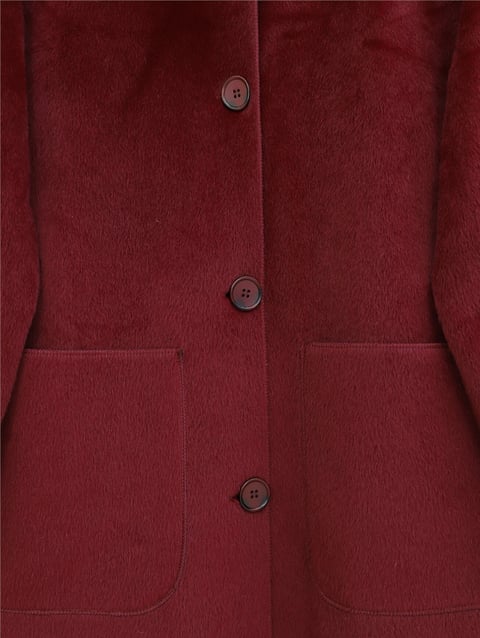 Boydan Düğmeli Cepli Kaban  -Bordo-Kaban-111-50686-R04
