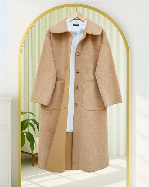 Kaban-Boydan Düğmeli Cepli Kaban  -Vizon-111-50686-R23