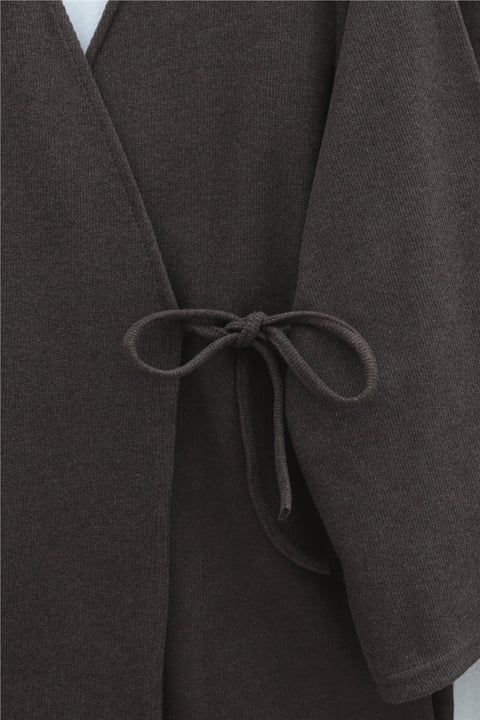 Çapraz Bağlamalı Selanik Kimono Takım -Kahve-Takım-253-13107-R15