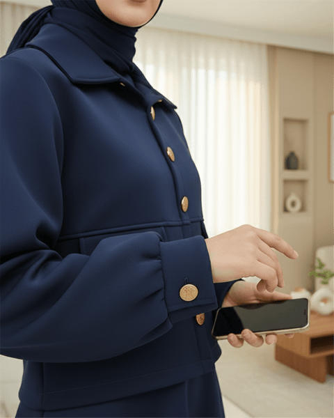 Cep Detaylı Düğmeli Etekli Scuba Takım  -Laci-Takım-349-8022-R03