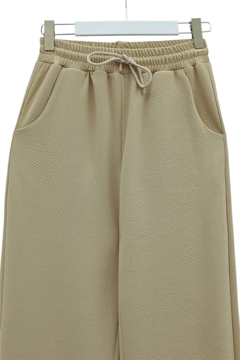 Cepli Beli Bağcıklı Zra Krep Pantolon  -Açık Vizon-Pantolon-408-2393-R51