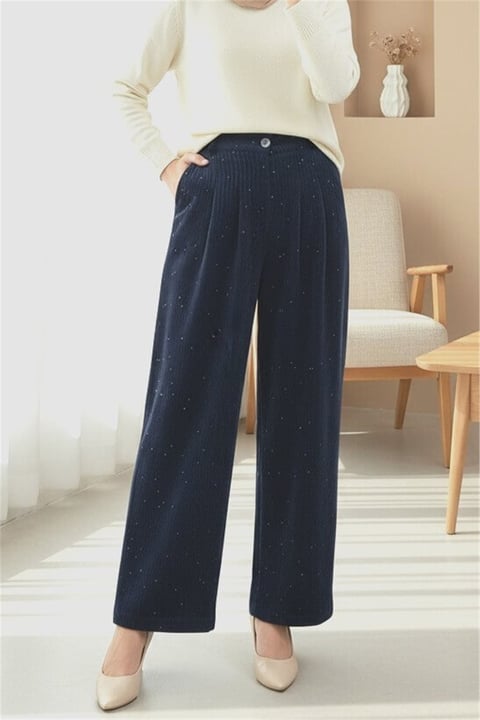 Cepli Bol Paça Pul Detaylı Kadife Pantolon  -Laci-Pantolon-346-3082-R03