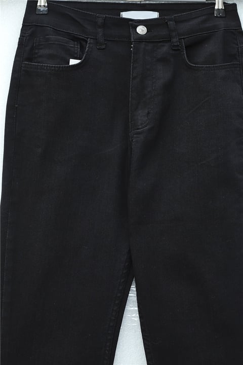 Cepli İspanyol Paça Fermuarlı Kot Pantolon  -Siyah-Pantolon-417-13852-R01