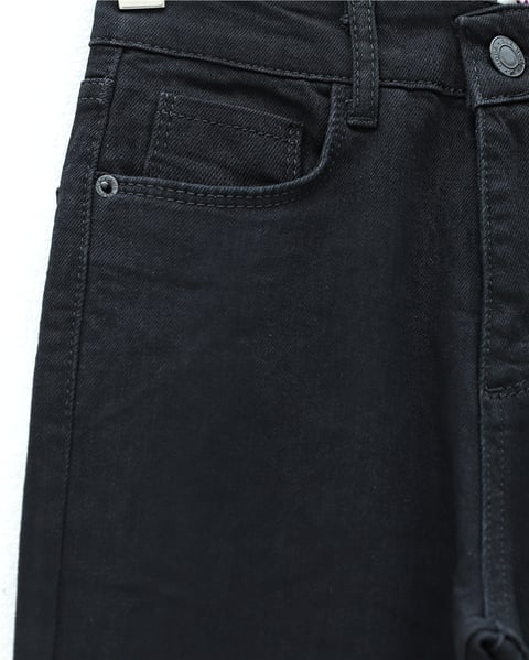 Cepli İspanyol Paça Likralı Fermuarlı Kot Pantolon -Siyah-Pantolon-136-3008-R01