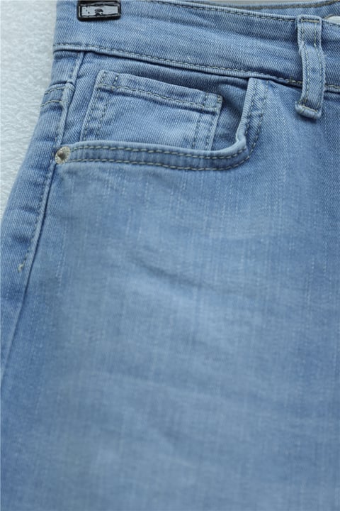 Cepli İspanyol Paça Likralı Fermuarlı Kot Pantolon -Buz Mavi-Pantolon-136-3008-R37