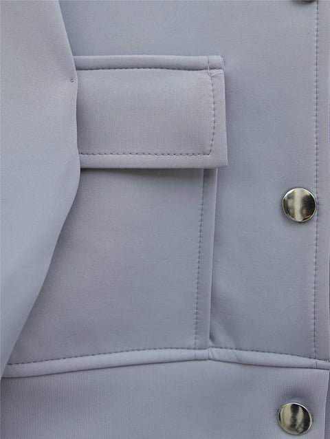 Takım-Çift Cepli Metal Düğmeli Etekli Takım -Gri-349-6043-R11