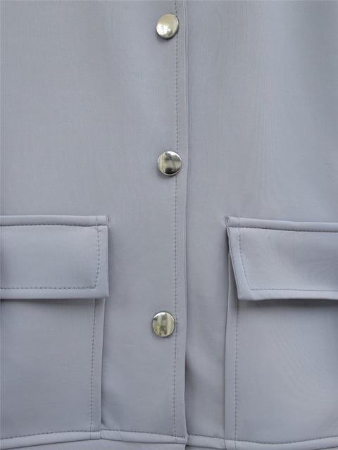 Takım-Çift Cepli Metal Düğmeli Etekli Takım -Gri-349-6043-R11