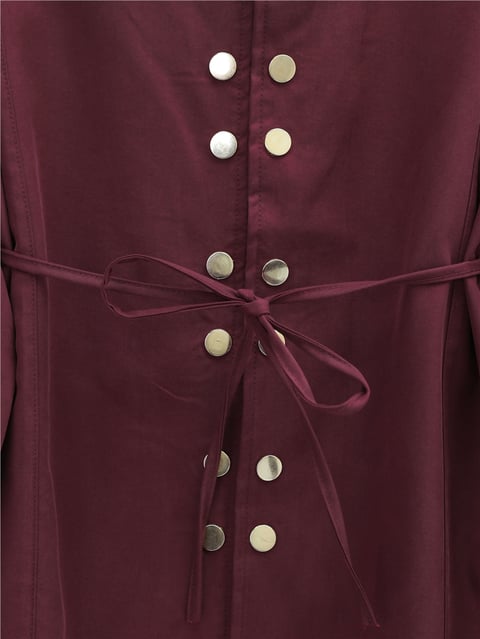 Çift Çıtçıt Detaylı Yuvarlak Yaka Bol Paça Pantolonlu Modal Takım -Bordo-Takım-403-3070-R04