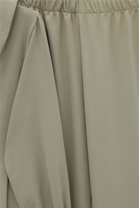 Çİft Düğmeli Cepli Beli Lastikli Pantolonlu İkili Krep Takım -Açık Vizon-Takım-386-6223-R51
