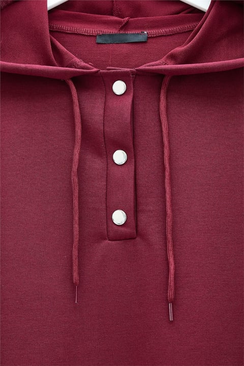 Çıtçıtlı  Arma Detaylı İkili Penye Takım  -Bordo-Takım-349-4092-R04