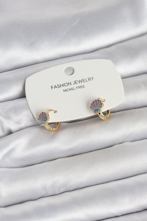 Deniz Kabuğu Model Gold Pirinç Çocuk Küpe