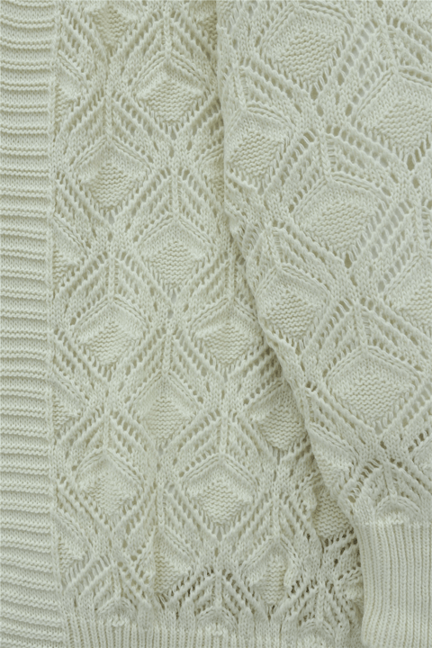 Desenli Araboy Örme Triko Hırka -Krem-Hırka-109-0981-R28