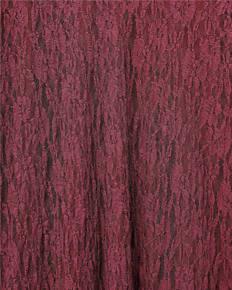 Desenli Astarlı Tül Etek -Bordo-Etek-426-5279-R04