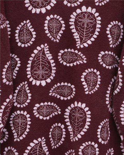 Dik Yaka Damla Desenli Sakallı Salaş Triko Kazak  -Pembe-Kazak-109-9778-R20