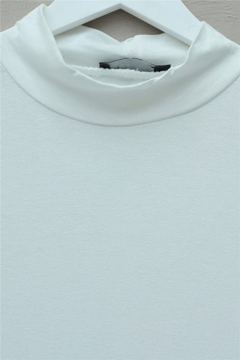 Dik Yaka Uzun Kol İçlik Bluz -Ekru-Bluz-253-13122-R07