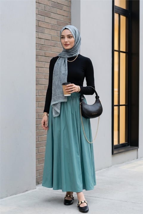 Dik Yaka Uzun Kol İçlik Bluz -Siyah-Bluz-253-13122-R01